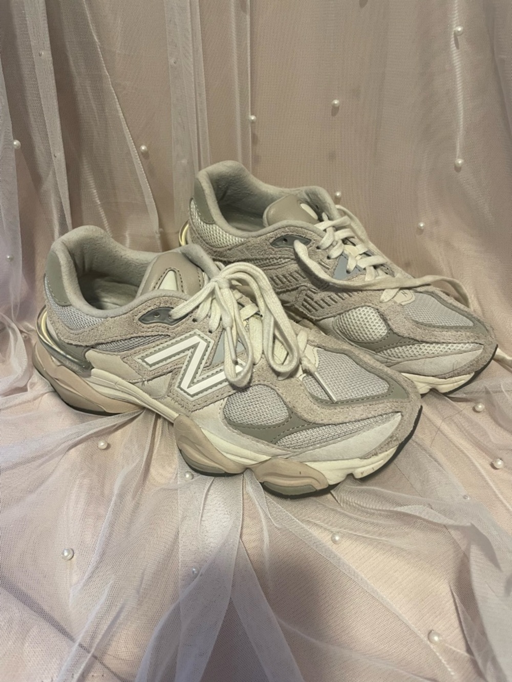 New Balance Beige and Light Gray Women's Sneakers
